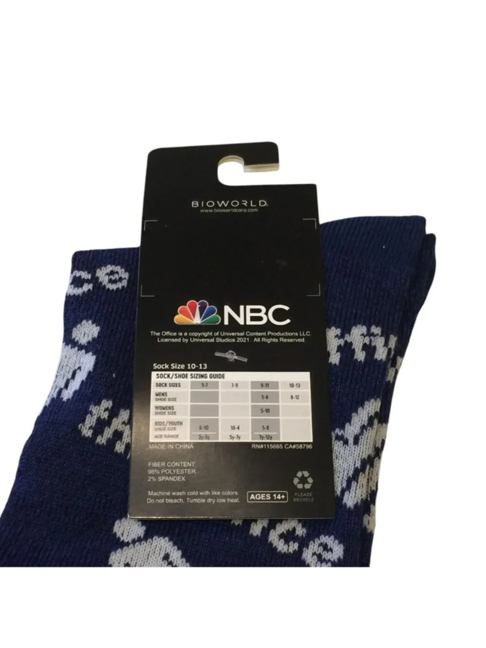 the office Men's Crew Socks Man Briefcase Blue Gray Size 8-12 Bioworld